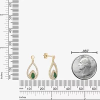 Womens /3 CT. T.W. Genuine Green Emerald 10K Gold Drop Earrings