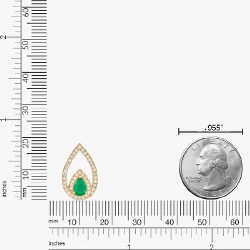 Womens 1/4 CT. T.W. Genuine Green Emerald 10K Gold 18 Inch Pendant Necklace