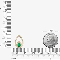 Womens 1/4 CT. T.W. Genuine Green Emerald 10K Gold 18 Inch Pendant Necklace