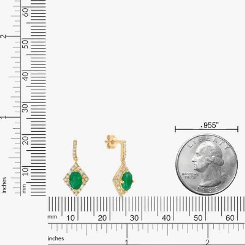 Womens 1/4 CT. T.W. Genuine Green Emerald 10K Gold Drop Earrings