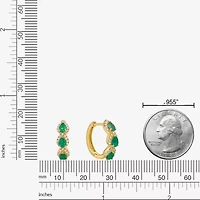 Womens 1/4 CT. T.W. Genuine Green Emerald 10K Gold 15.5mm Hoop Earrings