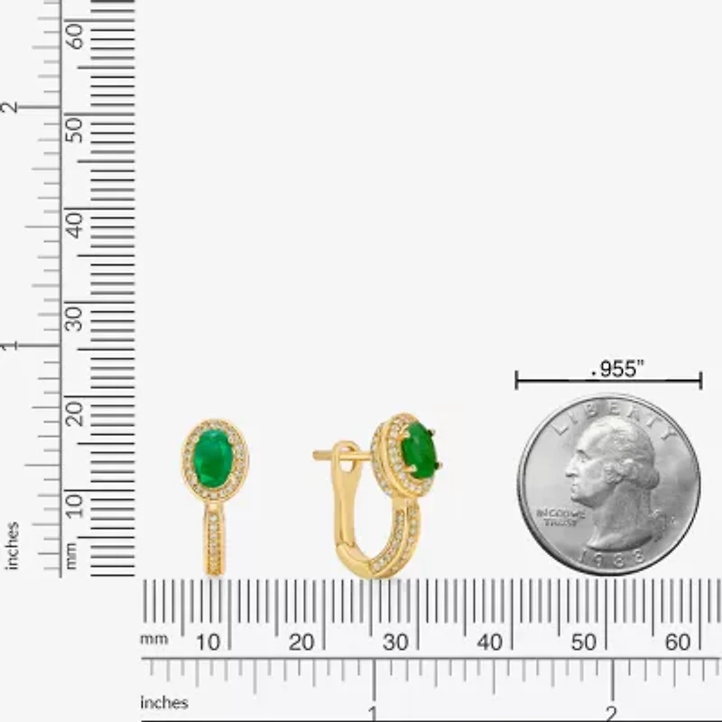 Womens 3/8 CT. T.W. Genuine Green Emerald 10K Gold Drop Earrings