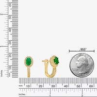 Womens 3/8 CT. T.W. Genuine Green Emerald 10K Gold Drop Earrings