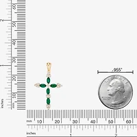 Gemstone & 1/6 CT. T.W. Natural Diamond 10K Gold Cross Pendant Necklace