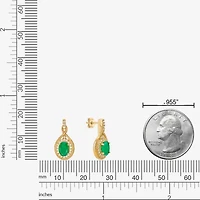 Womens 1/5 CT. Genuine Green Emerald 10K Gold Drop Earrings