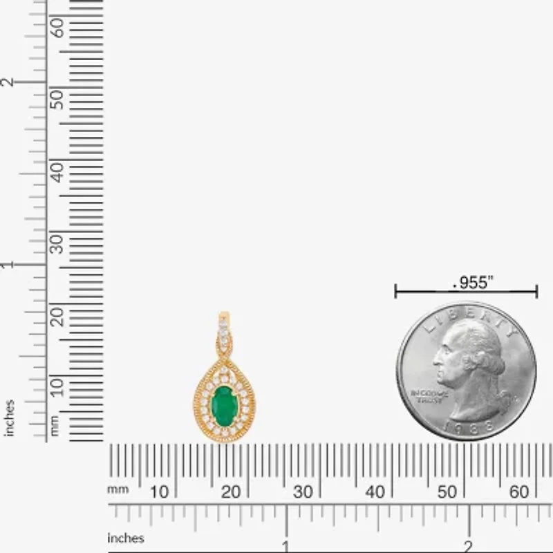 Womens 1/6 CT. T.W. Genuine Green Emerald 10K Gold 18 Inch Pendant Necklace