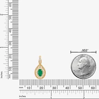 Womens 1/6 CT. T.W. Genuine Green Emerald 10K Gold 18 Inch Pendant Necklace