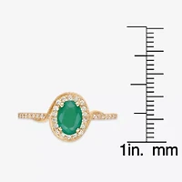 Womens 1/4 CT. T.W. Genuine Green Emerald 10K Gold Cocktail Ring