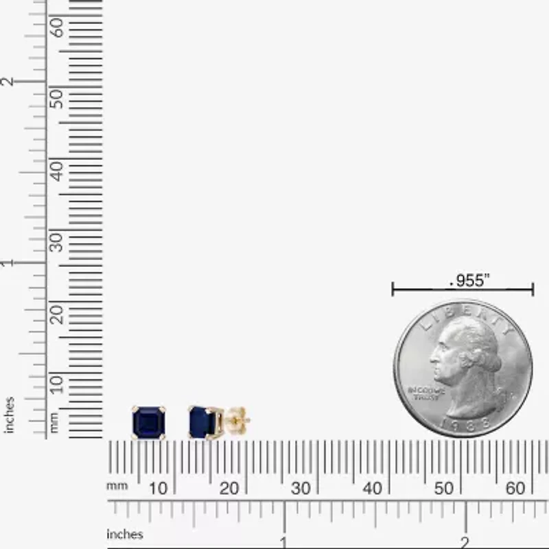 Lab Created Blue Sapphire 10K Gold 5.5mm Stud Earrings