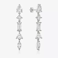 Womens Lab Created Sapphire Sterling Silver Drop Earrings