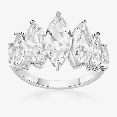 Womens Lab Created White Sapphire Sterling Silver Cocktail Ring