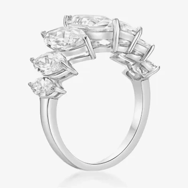 Womens Lab Created White Sapphire Sterling Silver Cocktail Ring