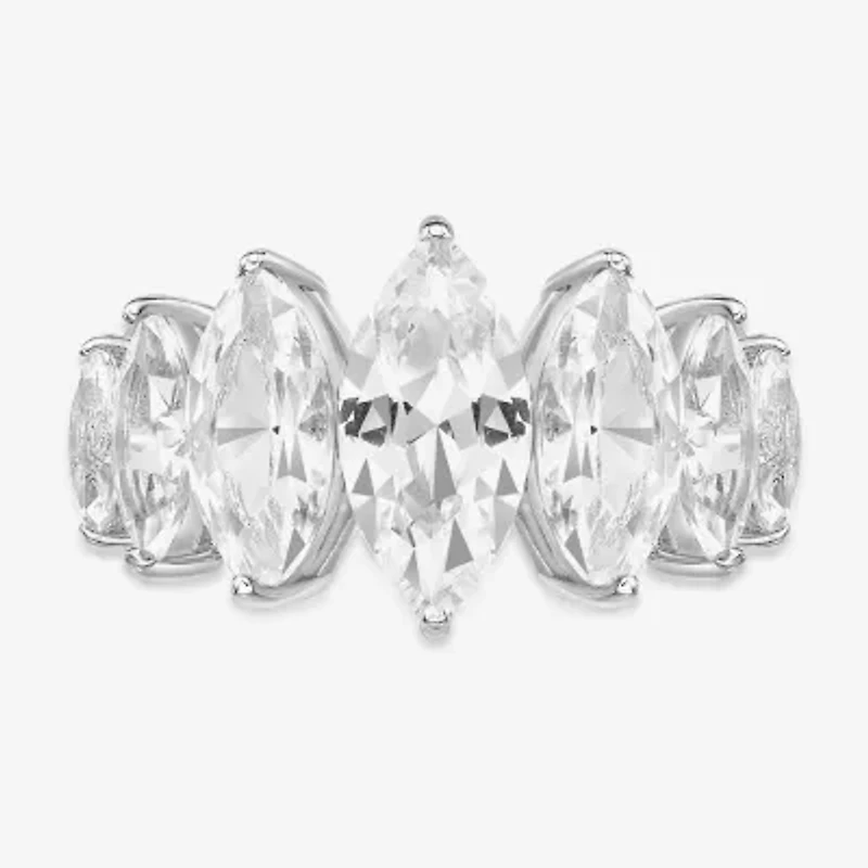 Womens Lab Created White Sapphire Sterling Silver Cocktail Ring