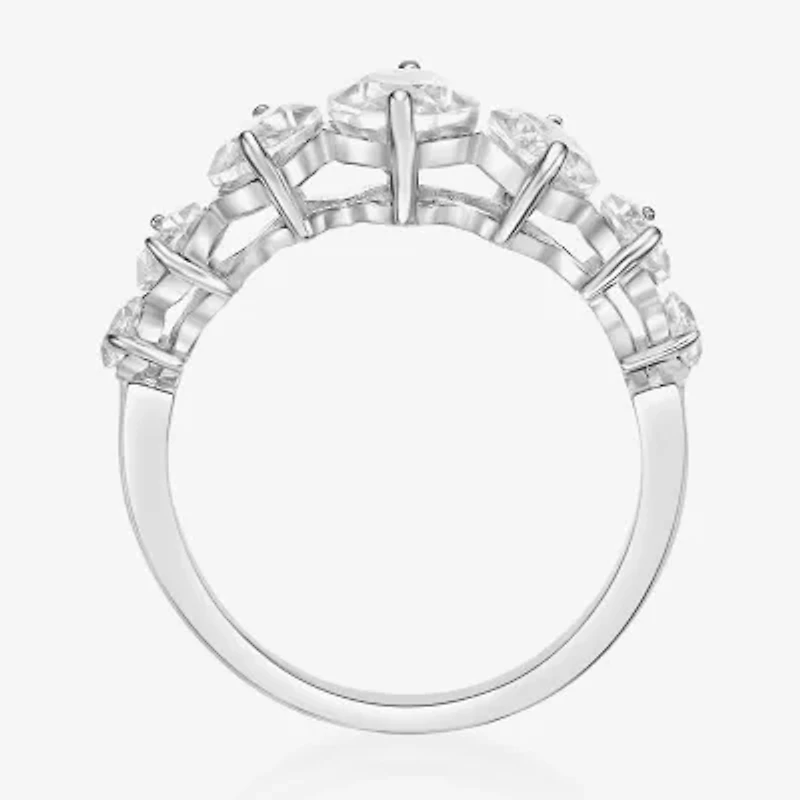 Womens Lab Created White Sapphire Sterling Silver Cocktail Ring