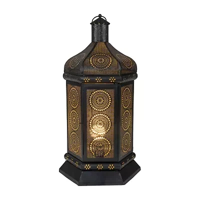 21.5'' Black and Gold Moroccan Style Lantern Table Lamp