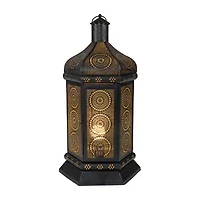 21.5'' Black and Gold Moroccan Style Lantern Table Lamp
