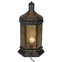 21.5'' Black and Gold Moroccan Style Lantern Table Lamp
