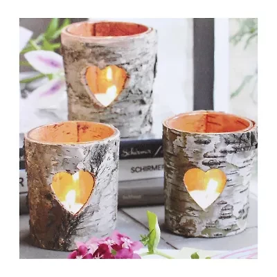 12'' Gray and White LED Lighted Flickering Rustic Birch Candles Canvas Wall Art