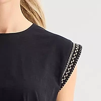 Liz Claiborne Womens Round Neck Sleeveless Blouse