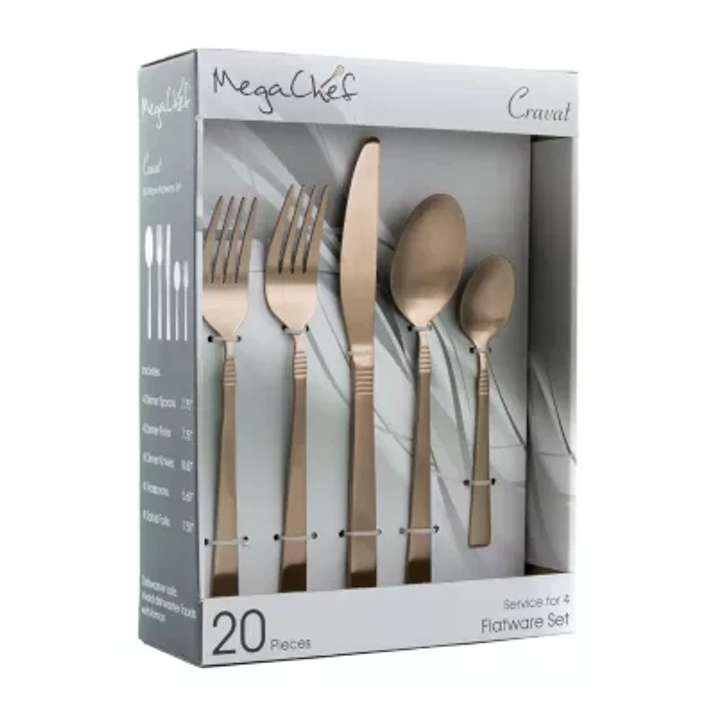 MegaChef Cravat 20-pc. 18/10 Stainless Steel Flatware Set