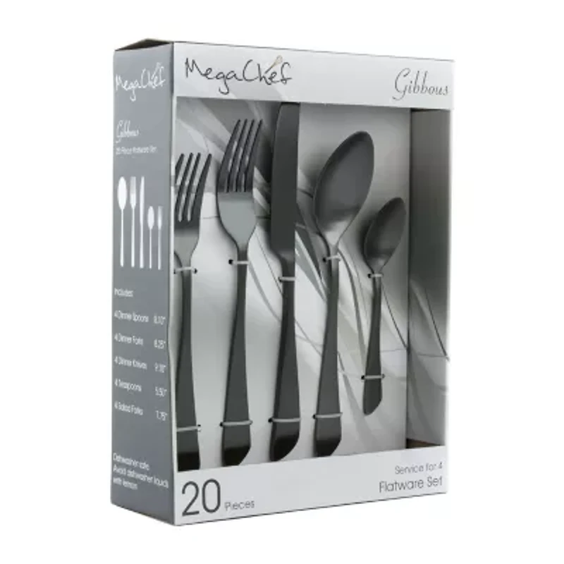 MegaChef Gibbous 20-pc. 18/10 Stainless Steel Flatware Set