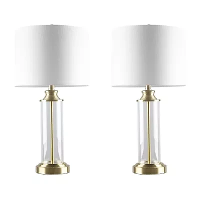 Gold 510 Design Clarity Glass Cylinder Table Lamp Set of 2