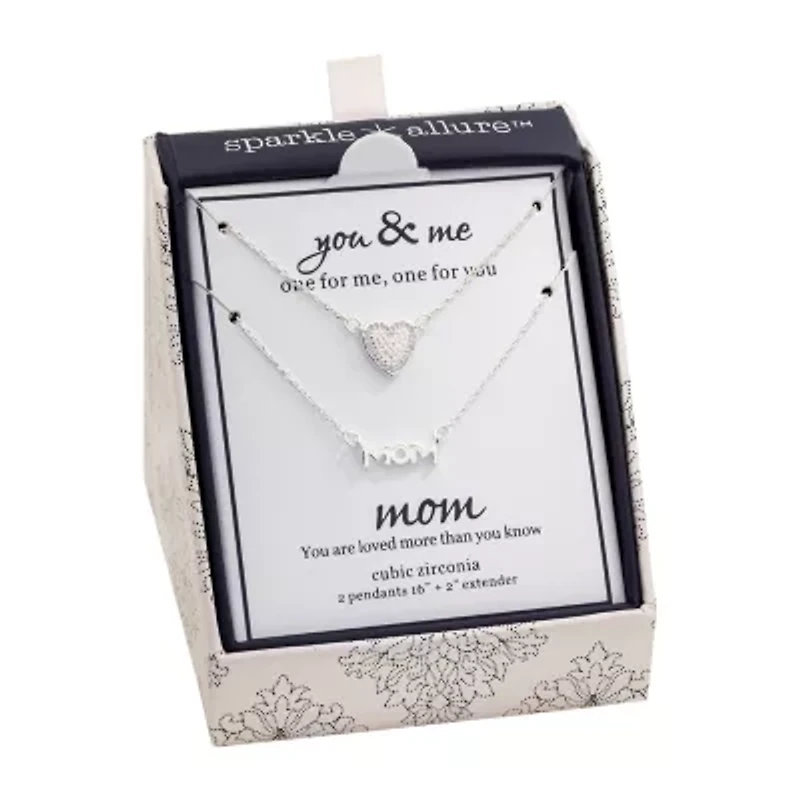 Sparkle Allure Womens Cubic Zirconia Heart 2-pc. Necklace Set