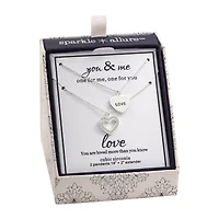 Sparkle Allure Womens Cubic Zirconia Pure Silver Over Brass Heart 2-pc. Necklace Set