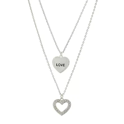 Sparkle Allure Womens Cubic Zirconia Pure Silver Over Brass Heart 2-pc. Necklace Set