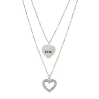 Sparkle Allure Womens Cubic Zirconia Pure Silver Over Brass Heart 2-pc. Necklace Set