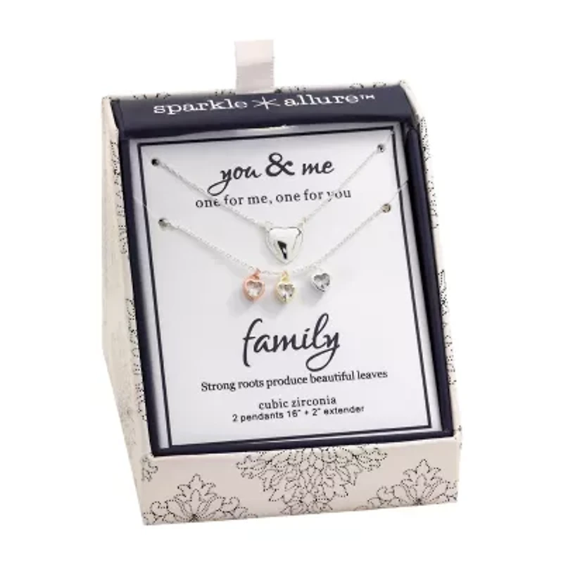 Sparkle Allure Womens Cubic Zirconia Heart 2-pc. Necklace Set
