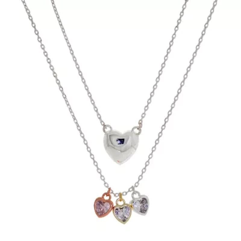 Sparkle Allure Womens Cubic Zirconia Heart 2-pc. Necklace Set