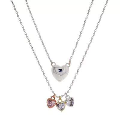 Sparkle Allure Womens Cubic Zirconia Heart 2-pc. Necklace Set