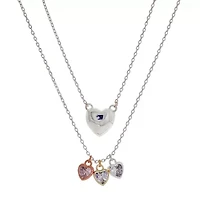 Sparkle Allure Womens Cubic Zirconia Heart 2-pc. Necklace Set