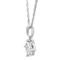 TruMiracle Womens 1/7 CT. Natural Princess White Natural Diamond 10K Gold Pendant Necklace