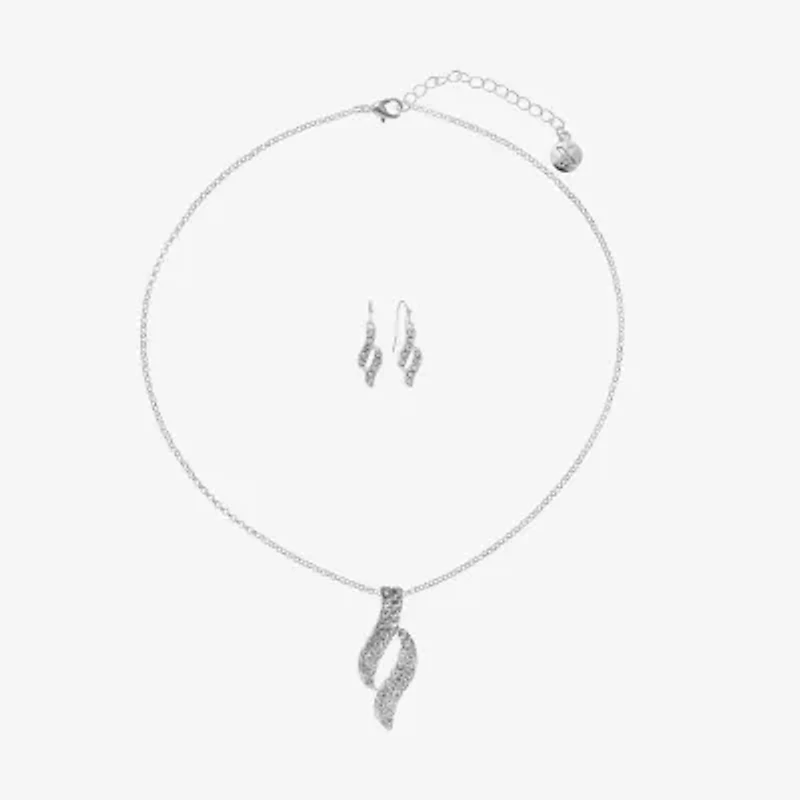Mixit Silver Tone Pendant Necklace & Drop Earrings Womens White 2-pc. Jewelry Set