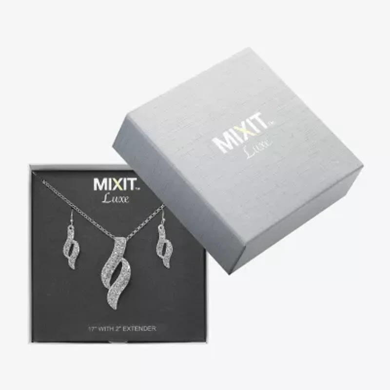 Mixit Silver Tone Pendant Necklace & Drop Earrings Womens White 2-pc. Jewelry Set