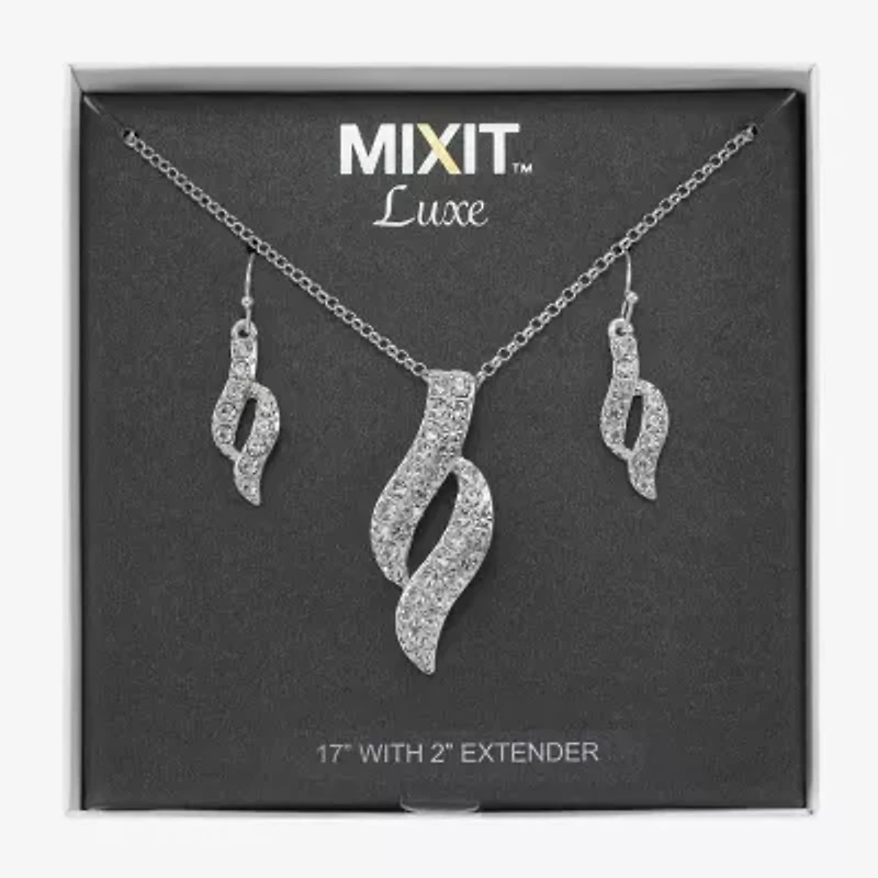 Mixit Silver Tone Pendant Necklace & Drop Earrings Womens White 2-pc. Jewelry Set