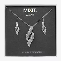 Mixit Silver Tone Pendant Necklace & Drop Earrings Womens White 2-pc. Jewelry Set