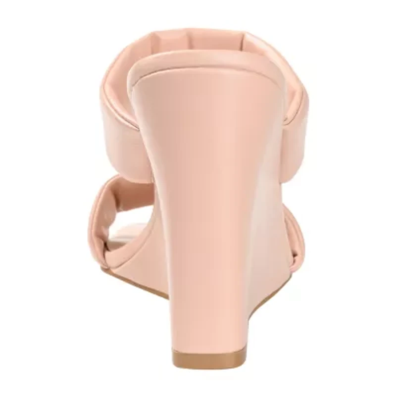 Journee Collection Kailee Womens Round Open Toe Wedge Heel Pumps