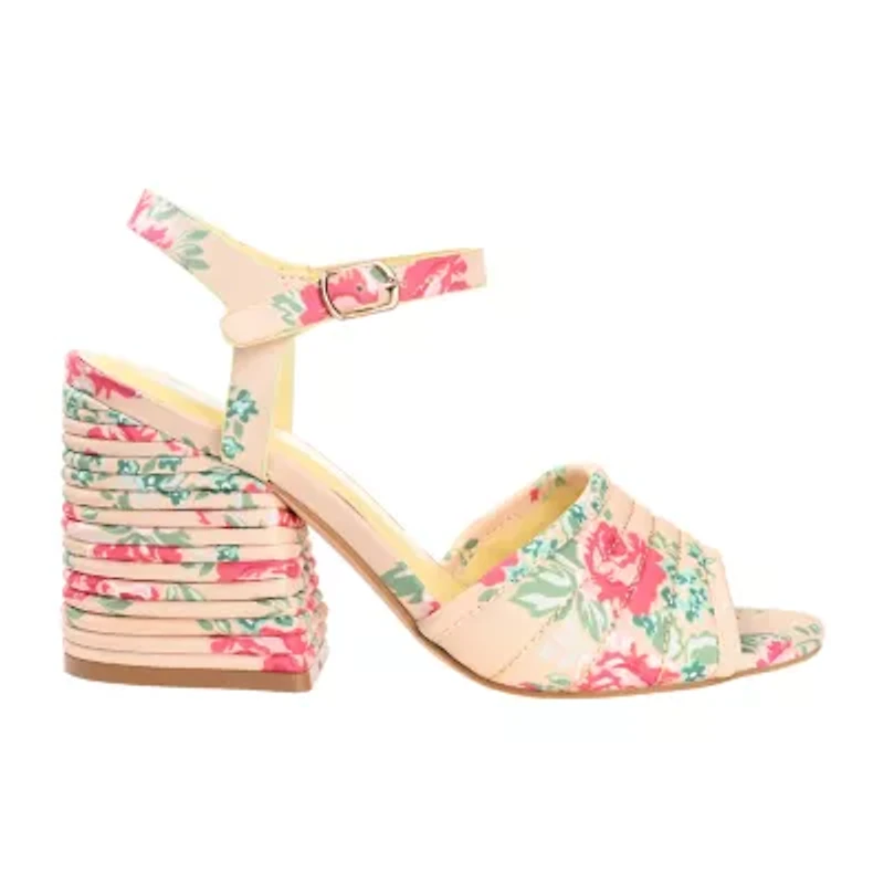Journee Collection Charmaine Womens Round Open Toe Stacked Heel Pumps