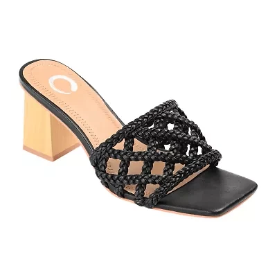 Journee Collection Evvie Womens Round Open Toe Block Heel Pumps