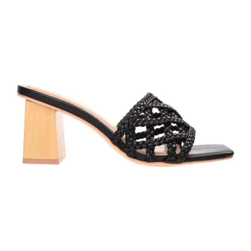 Journee Collection Evvie Womens Round Open Toe Block Heel Pumps
