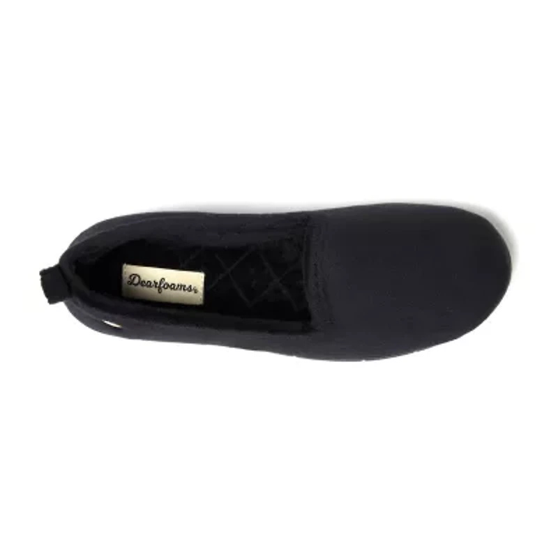 Dearfoams Rachel Velour Closed Back Womens Memory Foam Slip-On Slippers