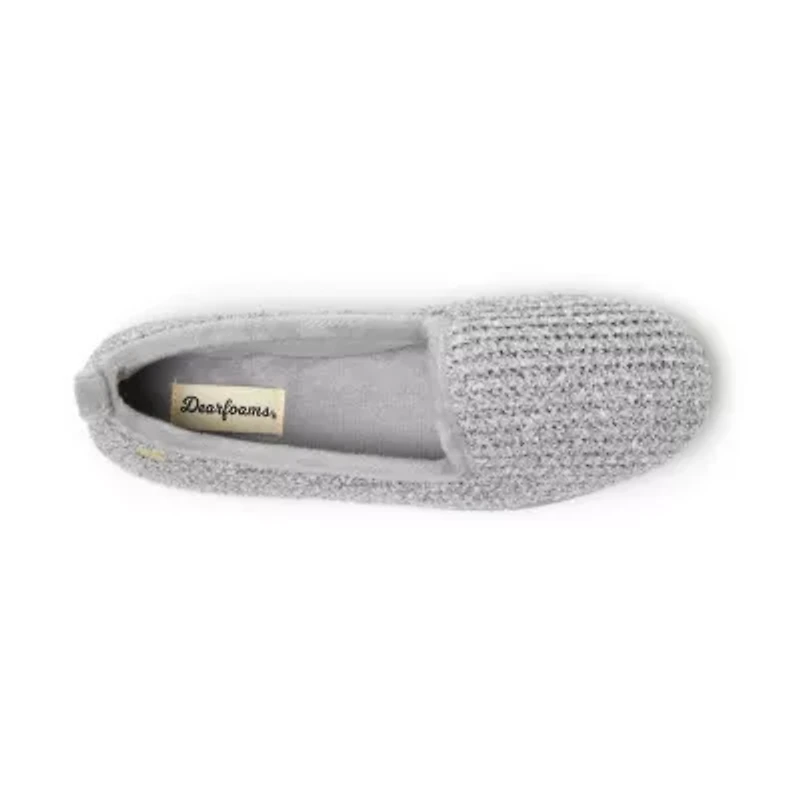 Dearfoams Rachel Marled Chenille Closed Back Womens Memory Foam Slip-On Slippers