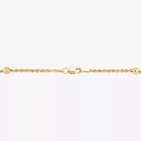 Womens 10K Gold Hollow Heart 7.5 Inch Link Bracelet