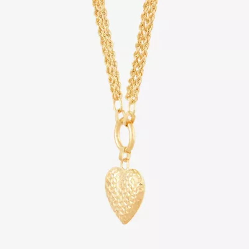 Womens 10K Gold Heart 17 Inch Pendant Necklace