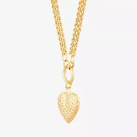 Womens 10K Gold Heart 17 Inch Pendant Necklace