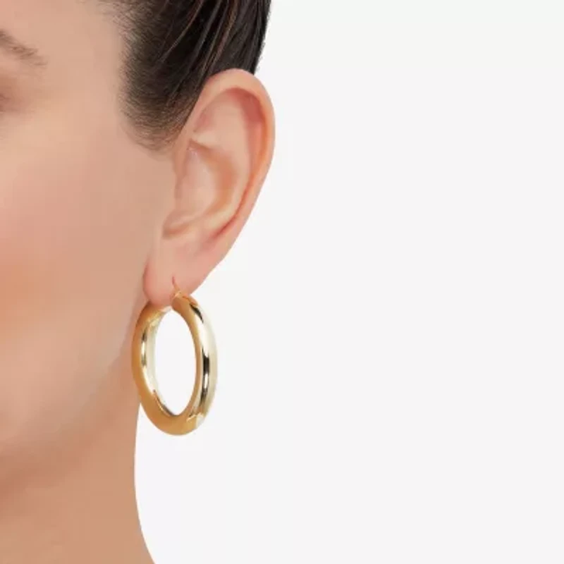 Womens 14K Gold 40mm Round Hoop Earrings