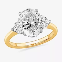 (G-H / Si1-Si2) Womens 3 3/4 CT. T.W. Lab Grown White Diamond 14K Gold Oval 3-Stone Engagement Ring